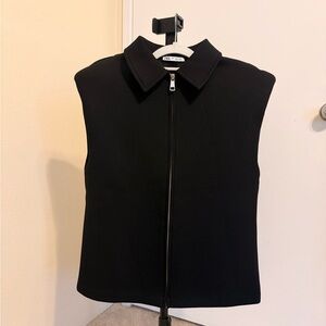 Zara Black Collared Zip-Up Jacket